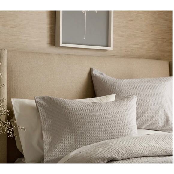 Quince Organic Luxe Honeycomb Standard Sham Set Light Gray NWOT#33 - Picture 1 of 7